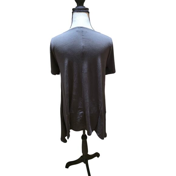 Zenana Gray Shark Bite Tunic Top Soft Stretch Knit Legging Friendly Shirt S - Picture 3 of 3